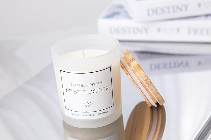 to The World's Best Doctor Candle - Doctor Gifts for Men & Women, Gifts for Doctors, Lavender Scented Candle, Natural Soy Wax & Natural Essential Oils