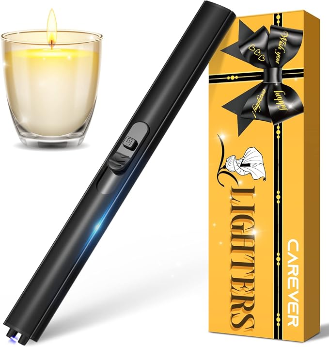 Candle Lighter Stocking Stuffers for Women Men, Electric Candle Lighter USB Rechargeable for Him Wife Grandma Girlfriend Safety Lock Long Lighters for Grill Home Kitchen BBQ Camping