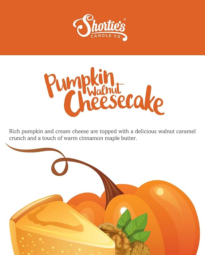 Shortie's Candle Company Pumpkin Walnut Cheesecake Premium Wax Melts - 3 Oz., Strong & Long Lasting, Non-Toxic - Made with Essential & Natural Oils - Formula 117
