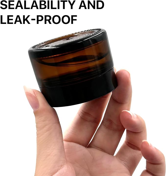 Amber Glass Jar with Lids, 8oz, 4oz, 2oz, and 1oz Glass Jars, Cosmetic Glass Round Jars with Sticker and 4p Spatulas, Reusable Travel Dark Glass Jars fit for Lotion/Creams/Cosmetic/Bulk candle - 4 Pcs