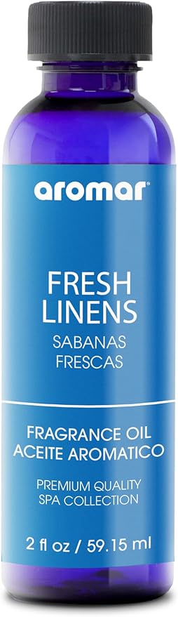 AROMAR Premium Fragrance Oil, Pack of 3 Fresh Linen 2oz. Bottles. Long Lasting Aromatic Scent, Fresh and Revitalizing Aromatherapy for Living Room, Bedroom, and Kitchen