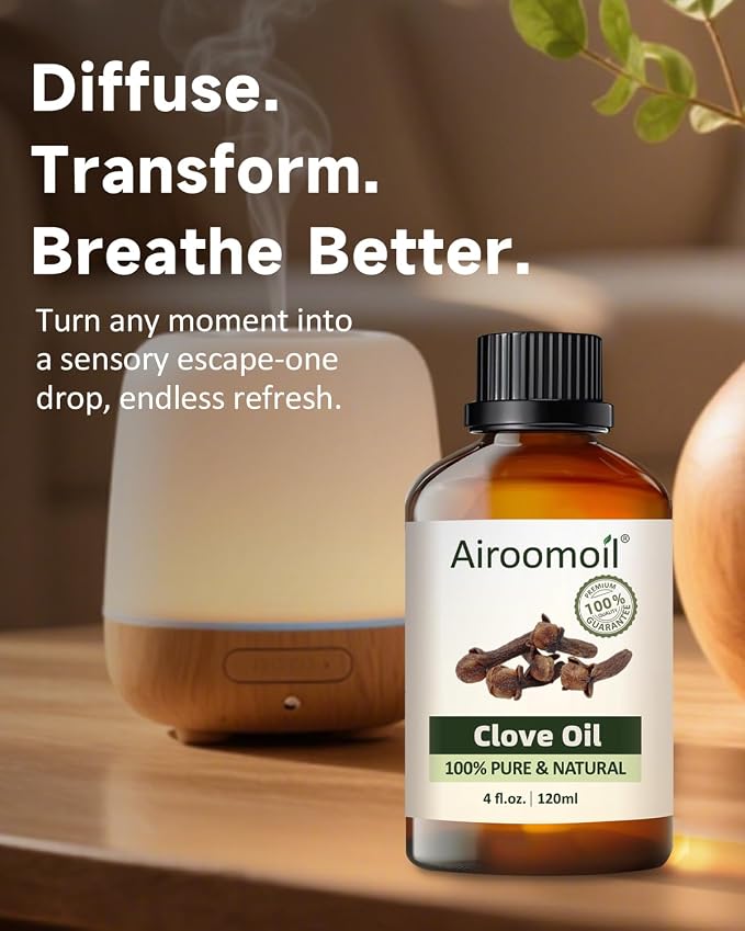 Pure Clove Essential Oil – 100% Natural 4 fl oz (120 ml) for Diffuser, Home Fragrance, DIY Candles, Soap, Sprays, Seasonal Aromatherapy & Holiday Gift – Warm Spicy Scent