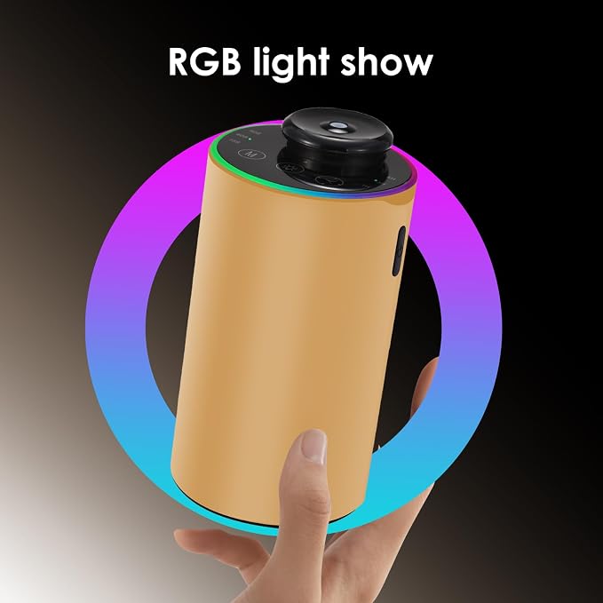 Waterless Essential Oil Diffuser with 8 Color LED Night Light, 3 Mist Levels & Timers, Portable Rechargeable Aromatherapy Diffuser for Home Car Room Studio Office, Metal (Gold)