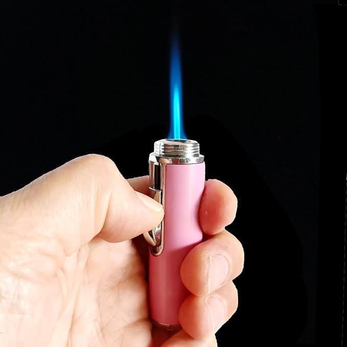 Torch Lighter,Handheld Multifunctional All-in-One Tube Built-in Detachable Windproof Lighter,Outdoor,Indoor,Camping,Candle,Birthday,Light Pink(2PCS)