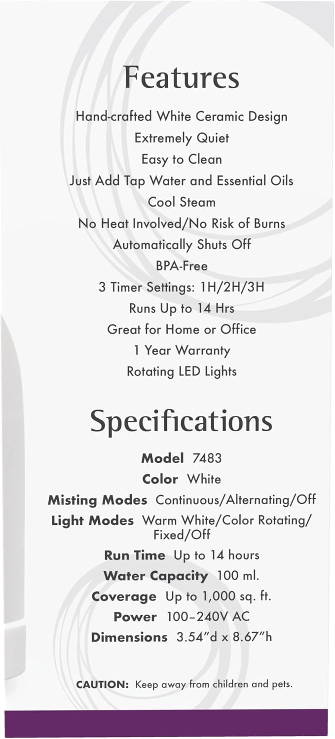 NOW Foods Essential Oils, Ultrasonic Ceramic Stone Oil Diffuser, Extremely Quiet, Easy To Clean