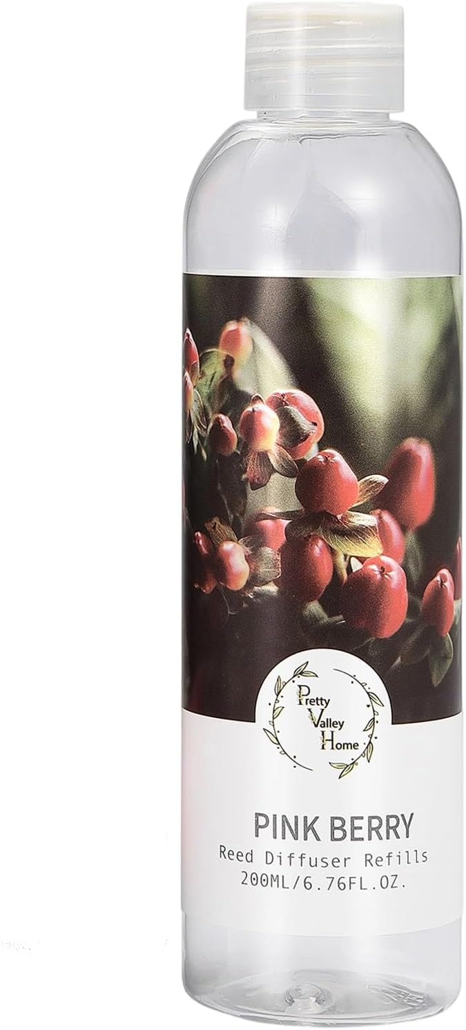 Reed Diffuser Refill/Pink Berry 200ml (6.76 fl.oz), Reed Diffuser Oil Home Fragrance for Bathroom, Bedroom, Office Decor