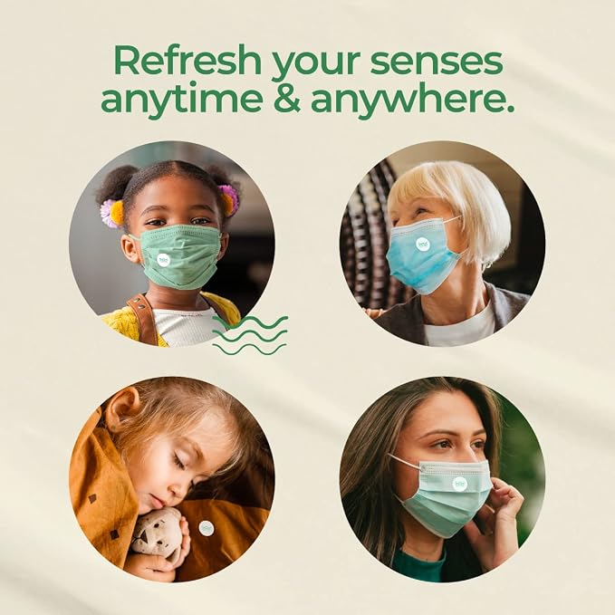 Gya Labs Breathe Aroma Patch - Essential Oil Scented Mask Stickers For Face Masks & Pillows, Infused With Refreshing & Fragrant Essential Oils (5 Packs, 60 Stickers)