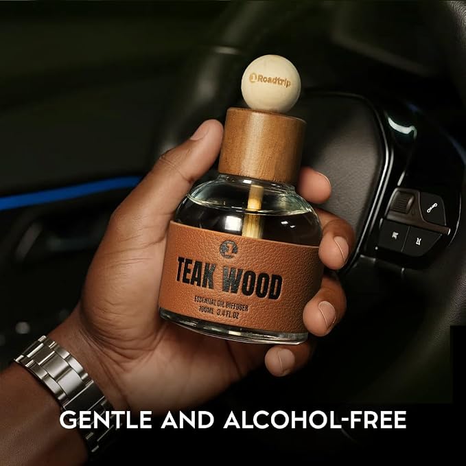 Car Air Freshener - Long Lasting Essential Oil Diffuser - Aromatherapy Accessories for Men & Women -Teakwood Car Scent Diffuser 3.38 FL OZ/100ML