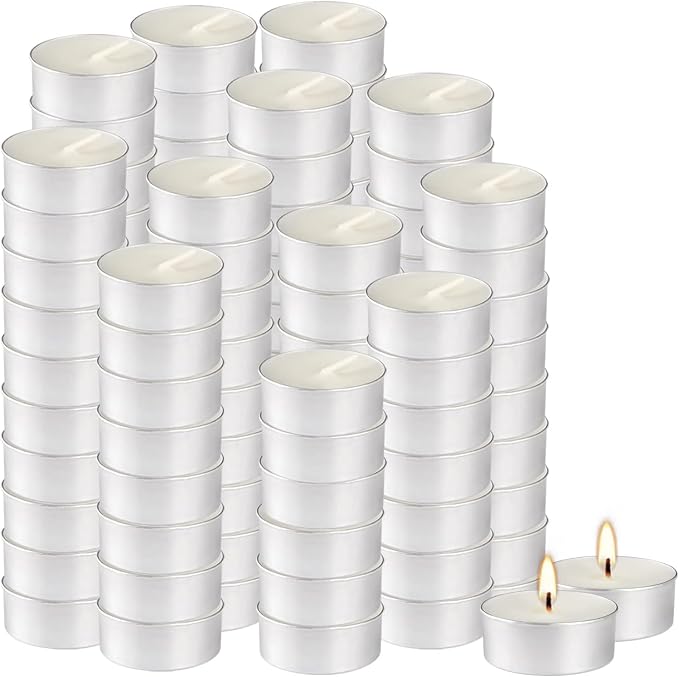 200 Pack Unscented Tealight Candles, 4 Hour Burn Time, Smokeless & Dripless White Tea Lights in Aluminum Cups, Standard Size Votive Candles for Wedding, Christmas, Halloween, Party, Décor & Emerge