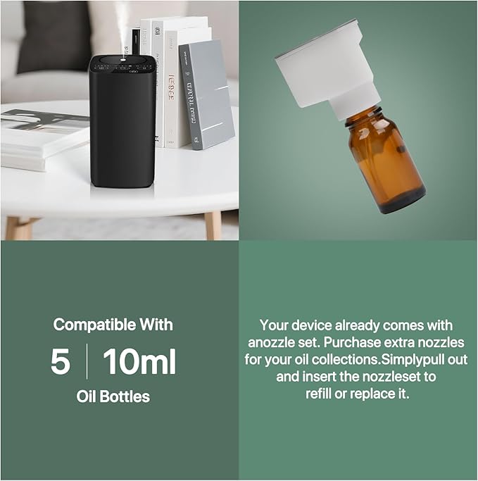 Waterless Car Essential Oil Diffuser, Portable Nebulizer Aromatherapy Diffuser, Mini Scent Air Machine with Timers for Home, Room, Car, Office,Travel