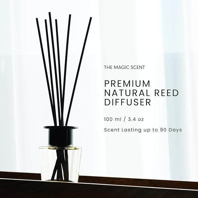 The Magic Scent Baccara Reed Diffuser for Home - Luxury Scent Diffuser with Premium Fiber Reeds for Lasting Gentle Dispersal - Natural, Toxin-Free Aroma Inspired by Baccarat Rouge