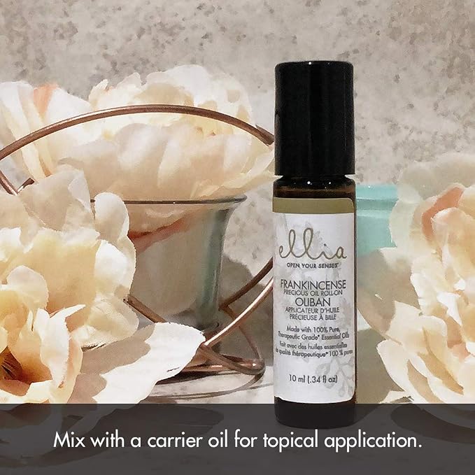 Ellia Frankincense Essential Oil Roll-On | 10ml, 100% Pure, Therapeutic Grade, Clear (ARM-EO10ROFRK)