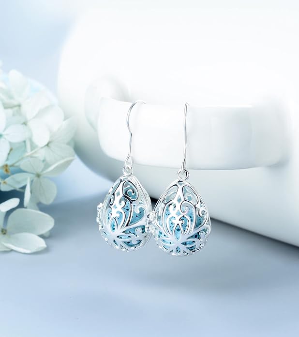 INFUSEU Essential Oil Diffuser Dangling Earrings with 14pcs Lava Rock Stones for Women Aromatherapy Jewelry Unique Gifts