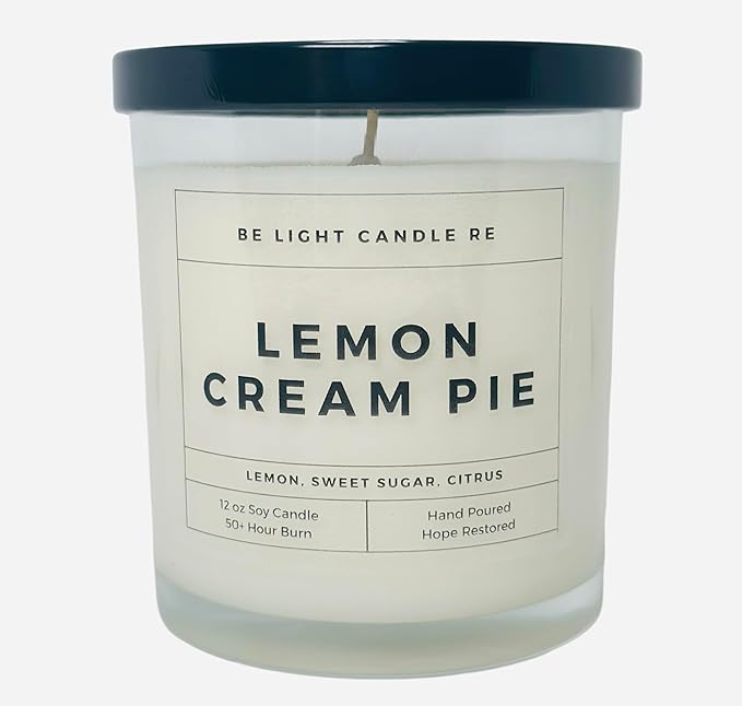 Lemon Candle | Purpose-Driven Soy Candles | Scented Gift for Home | Bestfriend Gift | Non-Toxic | Aromatherapy | Present for Her | Be Light Candle RE (Light & Lovely)