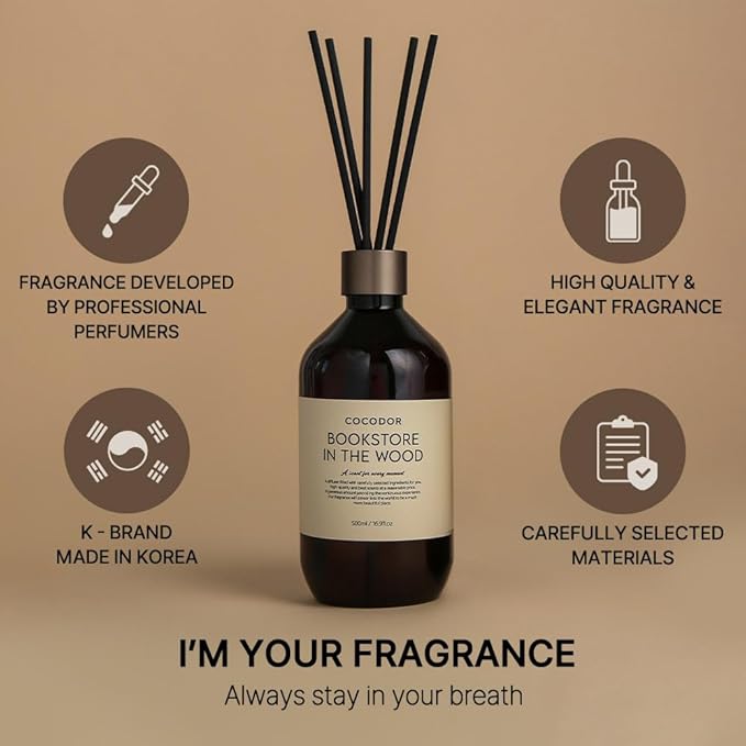 COCODOR Premium Reed Diffuser/Seoul Rose /16.9oz /2 Pack/Large Capacity Fragrance Scent Oil Stick Diffuser Set for Bedroom Bathroom Home Décor