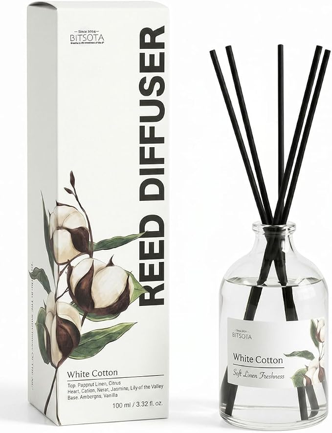Reed Diffuser Set for Bathroom & Home, Long Lasting Essential Oil Aroma, Glass Bottle Home Fragrance with Sticks, Ideal Gift for Woman