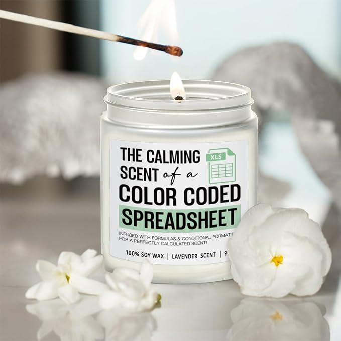 The Calming Scent of a Color Coded Spreadsheet Candle Funny Spreadsheet Gifts, Accountant Candle Gifts for Women Men, Funny Coworker & Friend Gift for Graduation Birthday, Lavender Candles 9OZ