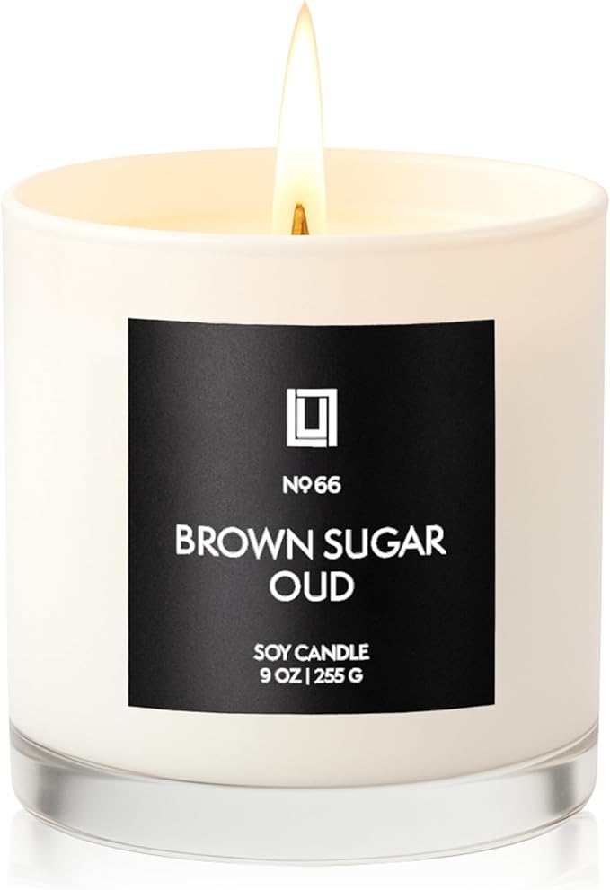 Lulu Candles | Brown Sugar & Oud | Luxury Scented Soy Jar Candle | Hand Poured in The USA | Highly Scented & Long Lasting- 9 Oz.