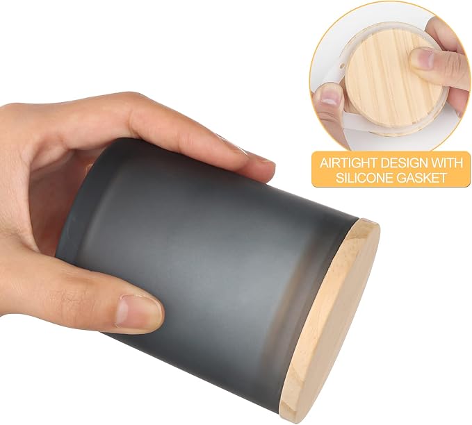 SHOWIN Thick Candle Jars for Making Candles 16 Pcs, 7 OZ Empty Jars with Wood Lids for Candle Making, Sample Container, Frosted Gray
