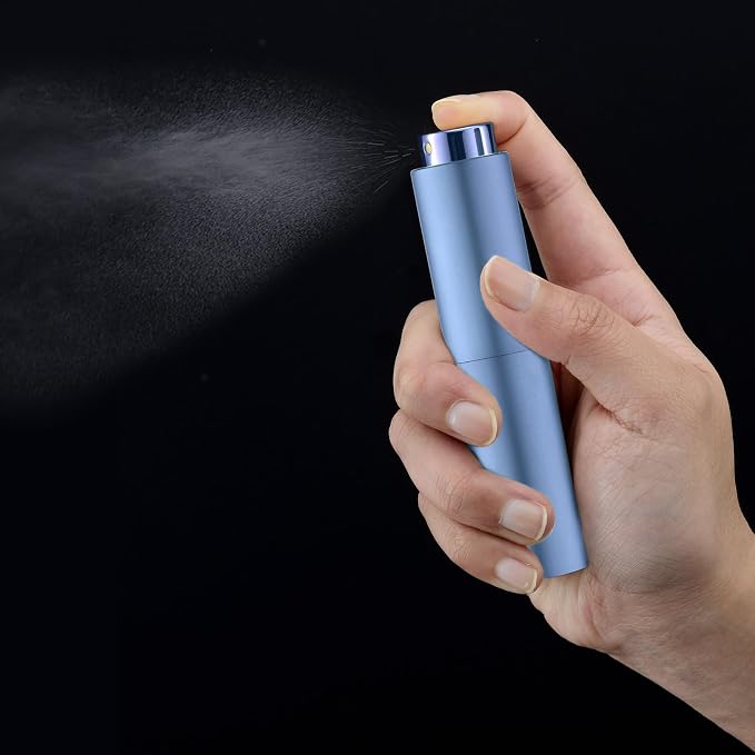 Tekson 10ml Travel Perfume Atomizer Refillable, Mini Cologne Spray Bottle Empty, Small Coffee Spray Bottle (Blue)