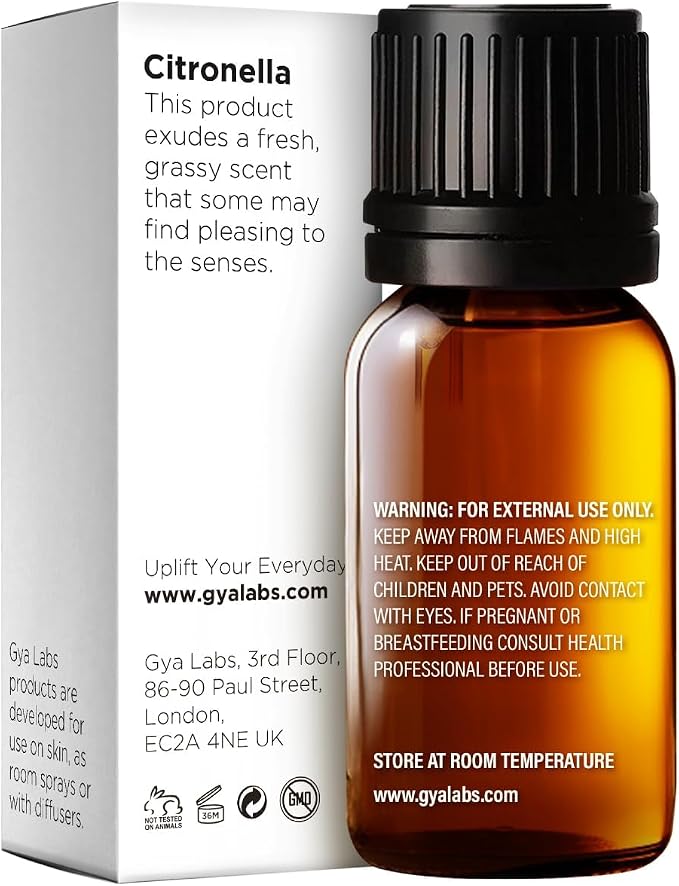 100% Pure Citronella Essential Oil - 0.34 Fl Oz - Citronella Oil for Hair, Skin, Diffuser, Aromatherapy & DIY Candle Making Scent