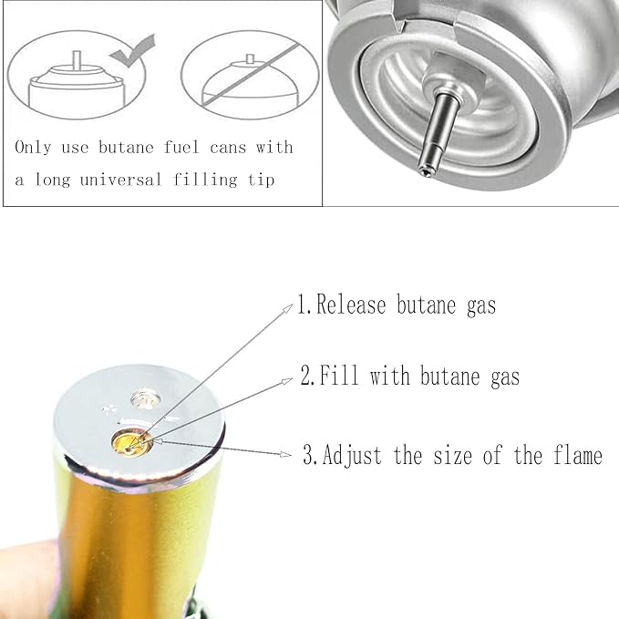 Torch Lighter,Handheld Multifunctional All-in-One Tube Built-in Detachable Windproof Lighter,Outdoor,Indoor,Camping,Candle,Birthday,Gold (2PCS)
