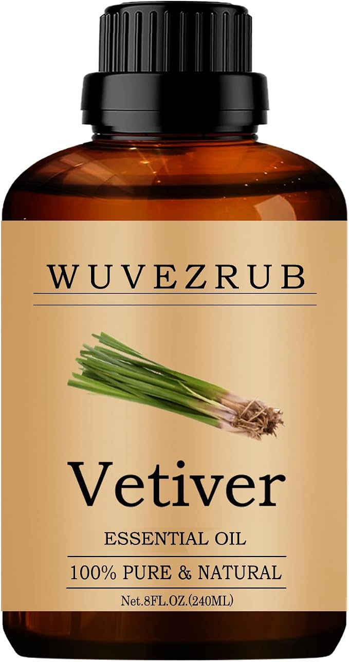 Vetiver Essential Oils, 240ML Pure and Natural Essential Oil for Aromatherapy Diffuser - Vetiver /8 Fl Oz