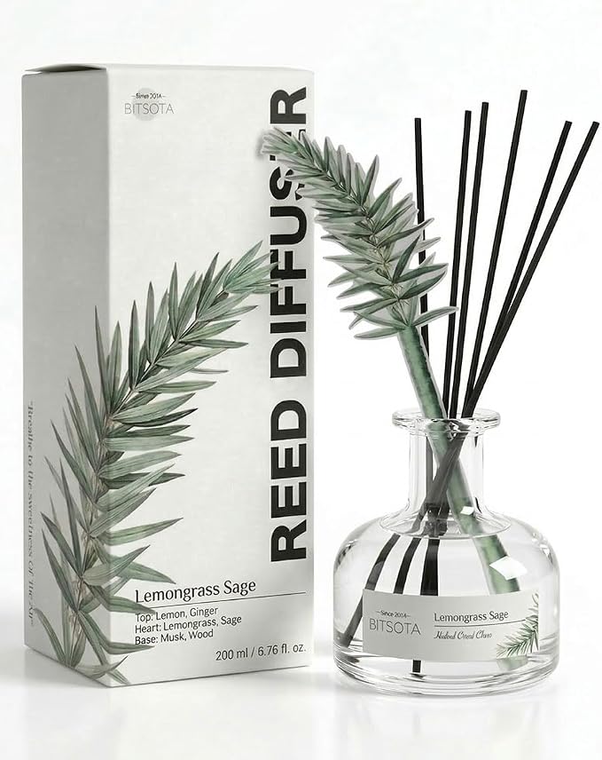 Reed Diffuser Set for Bathroom & Home, Long Lasting Essential Oil Aroma, Glass Bottle Home Fragrance with Sticks, Ideal Gift for Woman