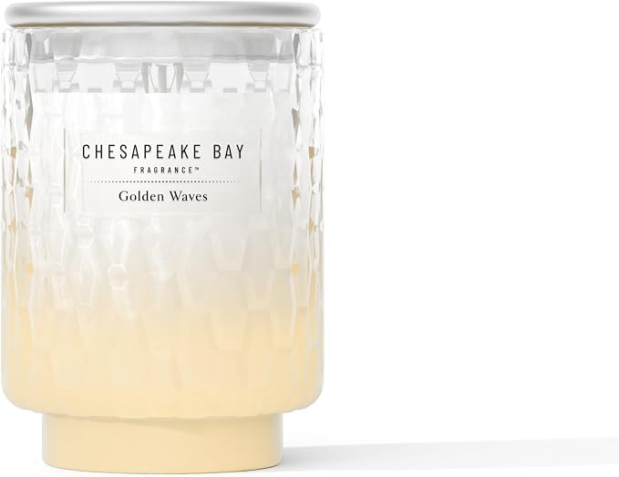 Chesapeake Bay, 8oz Golden Waves Scented Candle, Mood Evoking Fragrance, Textured Sea Glass-Inspired Jar, Premium Soy Blend Wax with Essential Oils, Coastal Fragrance for Home Décor or Gifting
