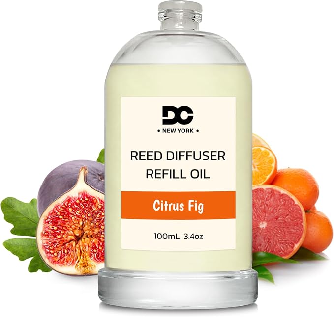 Daniella's Candles Reed Diffuser Refill Oil, Citrus Fig, Premium Fragrance Oil, Home Fragrance, Scented Oil for Reed Diffusers, Long Lasting, Bathroom, Office, 3.4oz/100ml