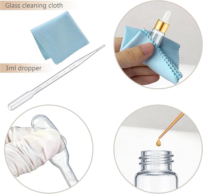 Elfenstall- Empty 10Pcs 5ml Clear Dropper Bottles Small Empty Glass Bottle Sample Containers Liquid Vials for Perfume Essential Oils