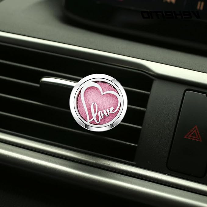 Essential Oil Car Diffuser Vent Clips Christmas Air Freshener Car Accessories for Women with 10 Felt Pad(Heart Love)