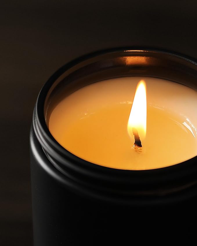 AOOVOO Scented Candles for Men - Smoke & Vanilla Candles for Home Scented | Soy Candles | Strong Fragranced Masculine Black Candle Gift for Women & Men, 9oz