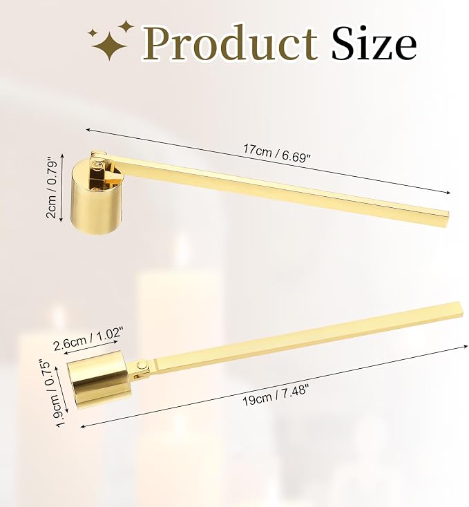 uxcell Candle Snuffer, Candle Extinguish with Long Handle, Wick Flame Snuffer Extinguish Accessory Cylinder-Shaped for Putting Out Flame Home Decor Gifts, Gold