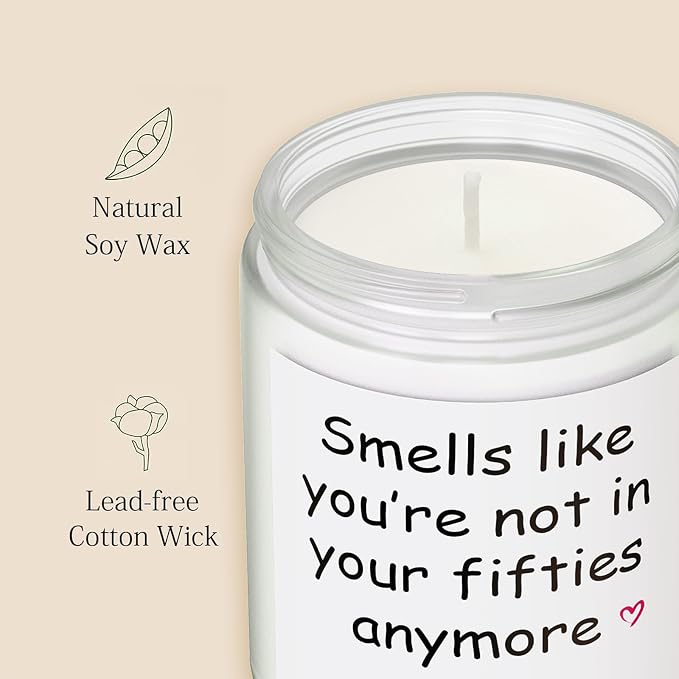 Lihome 60th Birthday Gifts for Her Him– Funny Birthday Candle & Decorations, Best Friend Gift Idea – Natural Soy Wax Vanilla Coconut Scented Candle (7oz)