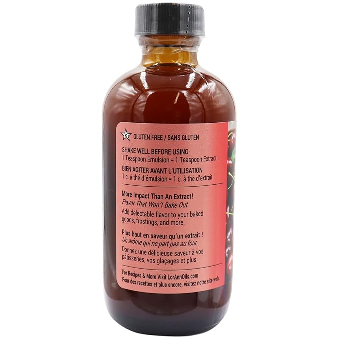 Lorann Oils Cherry Bakery Emulsion: Authentic Cherry Flavor, Perfect for Enhancing Fruit Undertones in Baked Goods, Gluten-Free, Keto-Friendly, Cherry Extract Alternative Essential for Your Kitchen