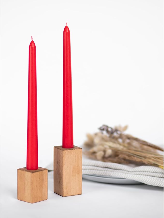 CANDWAX 12 inch Red Taper Candles Set of 4 - Dripless and Long Burning Candlesticks - Perfect as Red Long Candlesticks for Dinner or Holiday Home Decor - Taper Candle Sticks