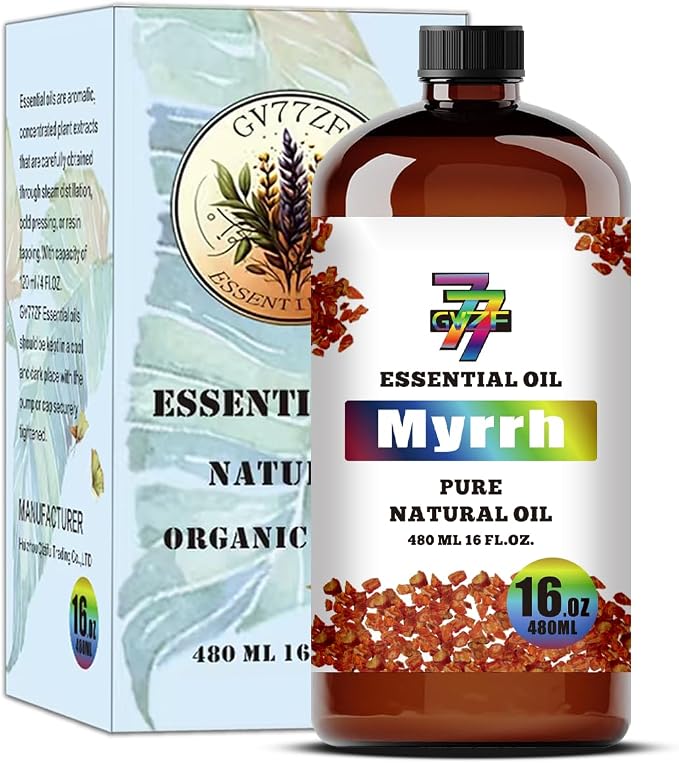 Myrrh Essential Oil, Myrrh Oils, for Diffuser, Meditation, Humidifier, DIY Candles, Soap, Yoga, Massage, Gift, Essential Oil, GV77ZF Myrrh Fragrance Oil - 16 fl oz (480 ml)