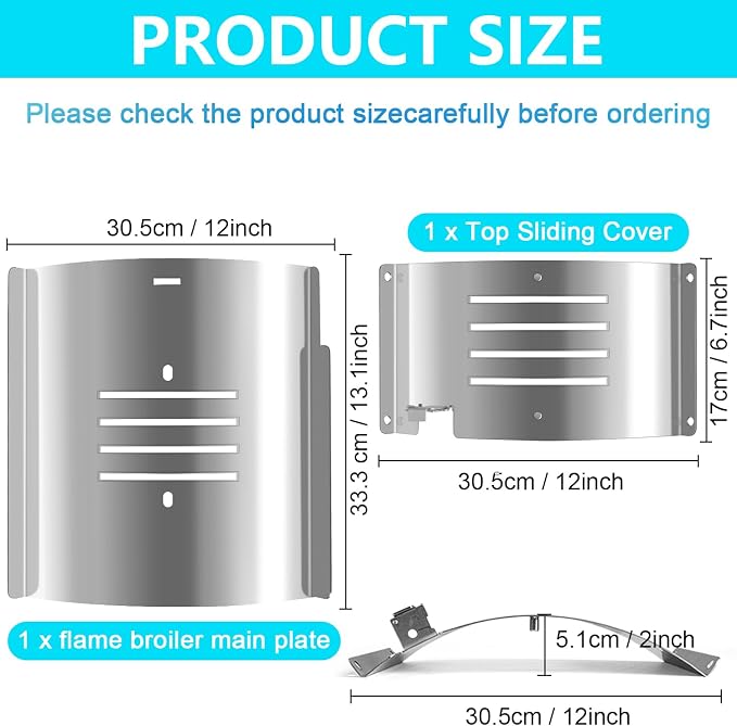 Flame Broiler Kit for Pit Boss 150 Tabletop Portable Pellet Grill Pro Series II Mahogany 150PPS Heat Deflector for Pit Boss Accessories, Replacement Parts for PB Tabletop