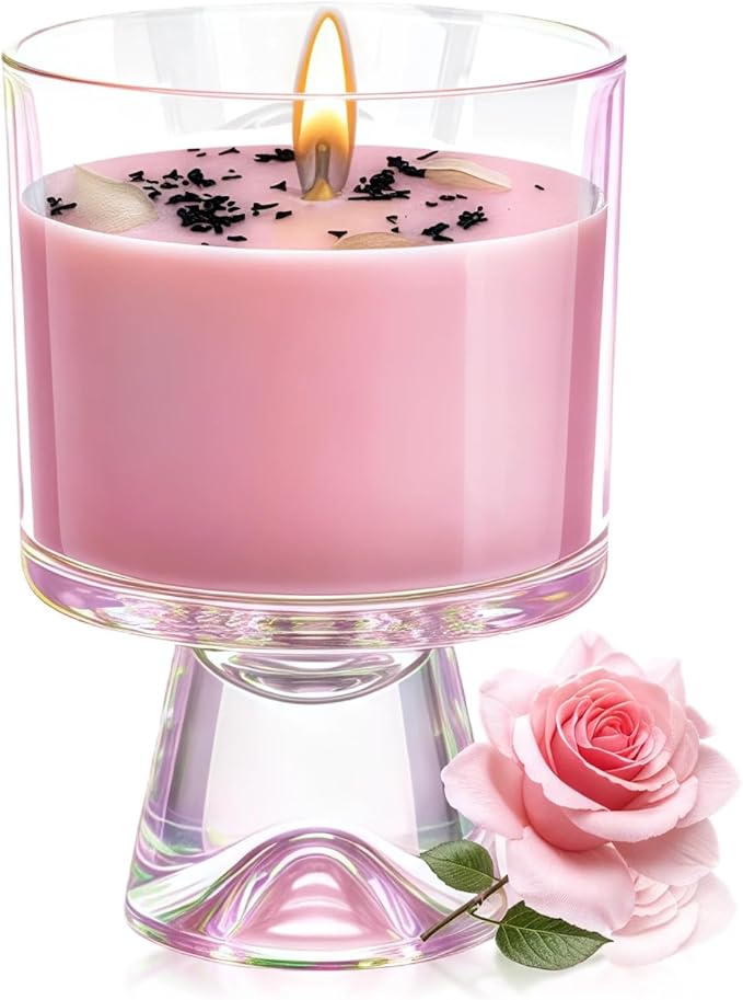 Graduation Gift for Women – Natural Soy Candle, 48-Hour Long Burning Aromatherapy with Rose & Healing Crystals, Gift for Mom, Bridesmaid, Birthday, Valentine, Housewarming (Rose Scented)