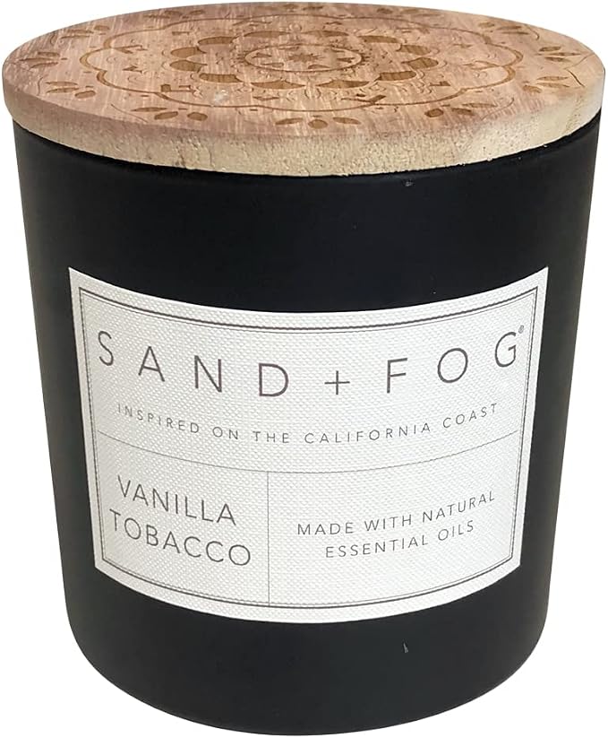 Sand + Fog Scented Candles - Vanilla Tobacco - Additional Scents and Sizes - 3 Wicks 100% Cotton Lead-Free - Luxury Air Freshening Jar Candles - Perfect Home Decor - 21 oz