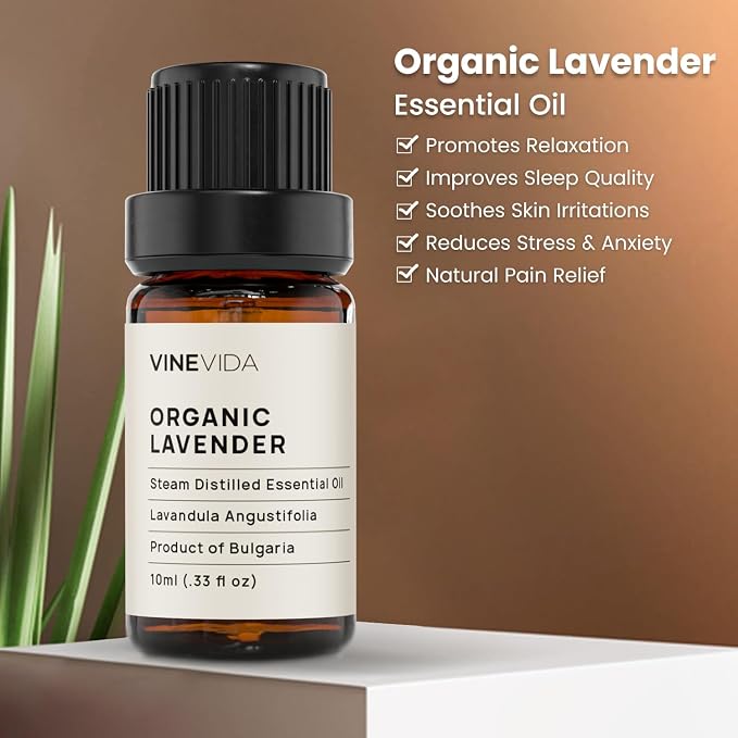 VINEVIDA Organic Lavender 10 mL Undiluted Essential Oil - Pure, Unscented