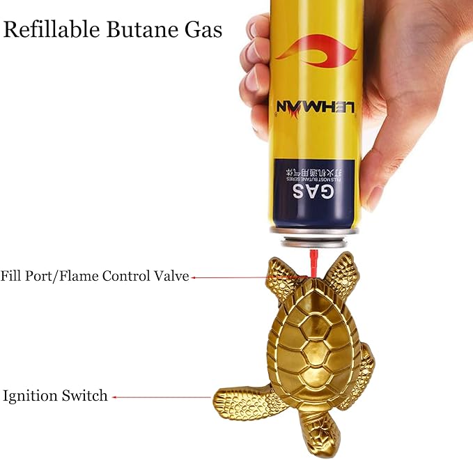 Creative Desktop Golden Turtle Butane Lighter - Cool Portable Gas Lighter With Adjustable Soft Flame, Refillable for Outdoor Indoor Use - Men's Boyfriend Gift