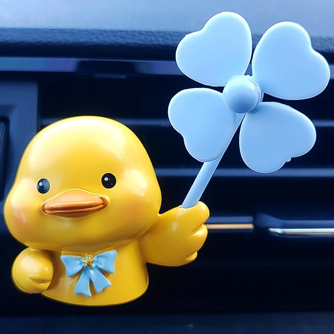 Cute Car Air Freshener Vent Clips, 3D Animal with Mini Fan Diffuser Vent Clip, Air Conditioning Decoration Car Accessories for Women and Men