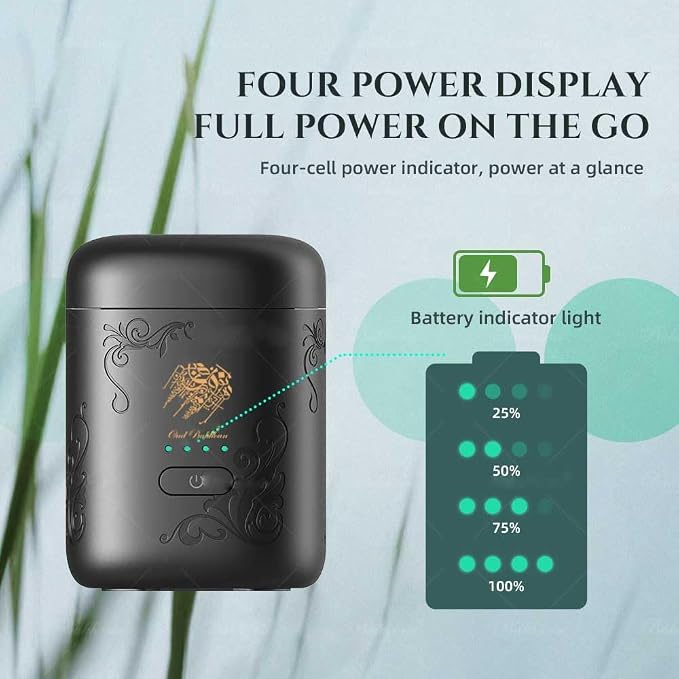 Mini Portable USB Smart Incense Burner, Rechargeable Arabic Oud Burner, Electronic Bukhoor Diffuser with LED Battery Indicator, Compact Aroma Diffuser for Home, Office, Car (Black)