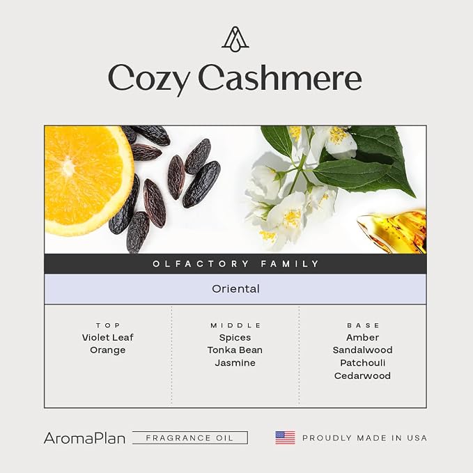 AromaPlan Hotel Scents Cozy Cashmere 5 Fl Oz (2 Pack), Luxury Aroma & Hotel Fragrance Diffuser Oil- Hotel Diffuser Oil for Aromatherapy- USA Made, Bigger Bottle, Bolder Aroma & Longer Lasting