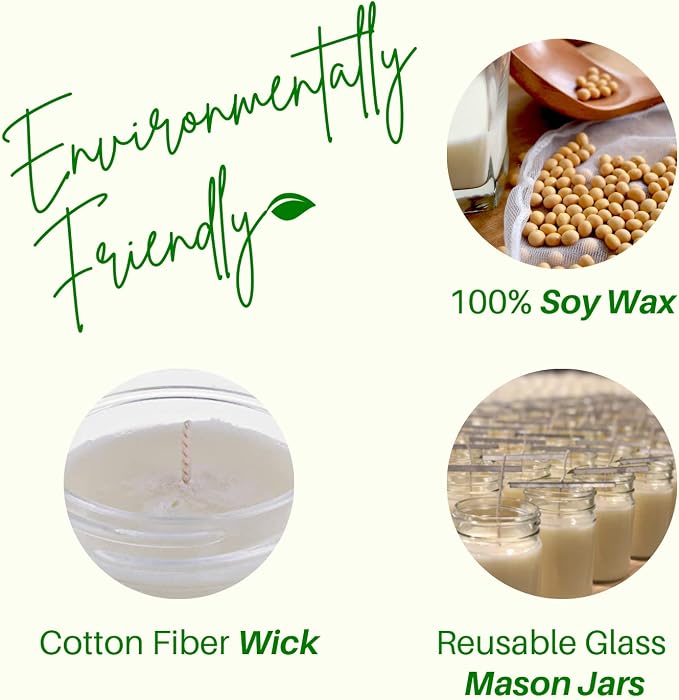 Nika's Home Lily of The Valley Soy Candle - 12oz Mason Jar - Non-Toxic - Hand Poured in The USA, Long Burning 50-60 Hours Highly Scented All Natural, Clean Burning