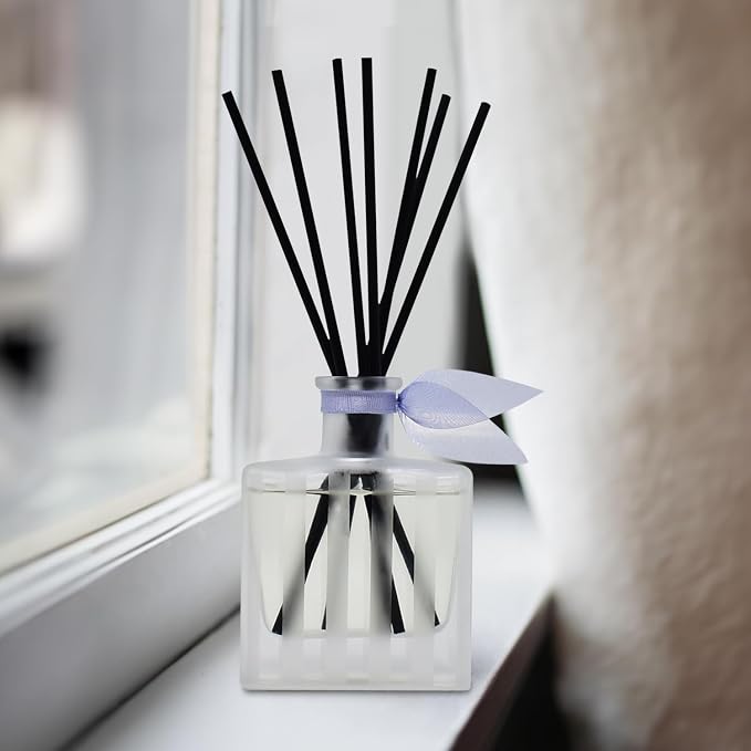 Reed Diffuser Set, DE-Stress Lavender Eucalyptus Scented Oil Diffuser with Sticks, Home Fragrance Accessories for Bathroom Shelf Decor, Aroma Diffusers for Home or Office Desk, USA Made