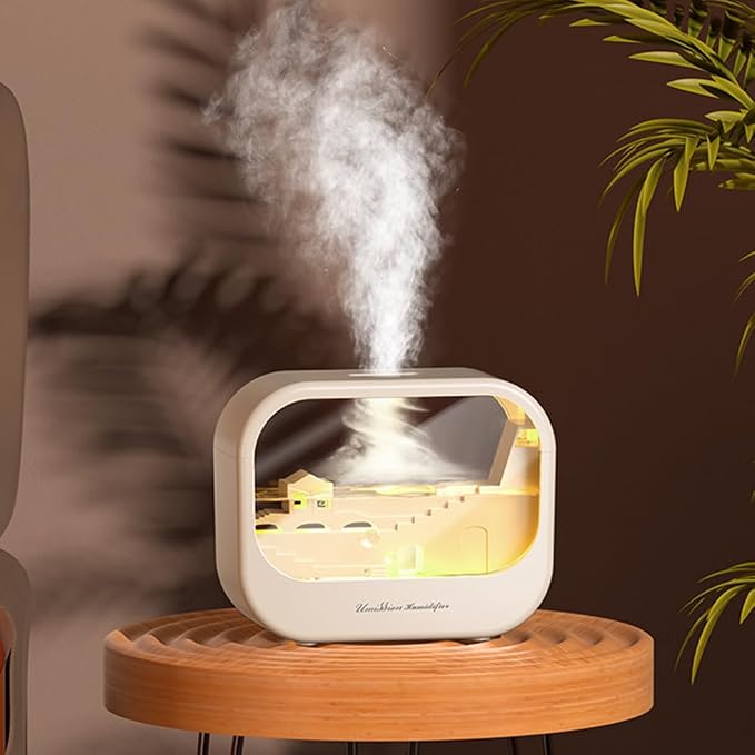 Essential Oil Diffuser, Cute Humidifier with 7 LED Light Colors, Waterless Auto Shut-Off & Timer Setting Cool Mist Humidifier Diffuser for Spa Home Yoga Office Bedroom(Cream)