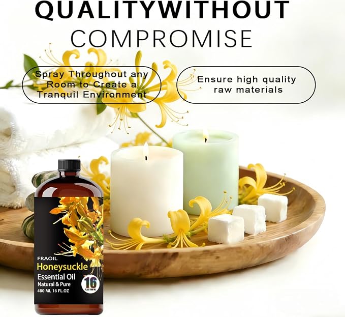 Honeysuckle Essential Oil, Honeysuckle Oil 16 Fl Oz 480ML for Diffuser Humidifier Yoga Cleaning DIY Candle Soap Making Essential Oils